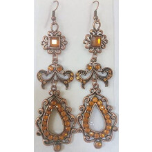 Vintage Style Princess Jasmine Halloween Costume Accessory Ear Jewelry Earrings Bronze Yellow 3" Long New