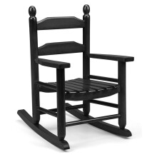 Child's Wood Porch Rocker - All-Weather Indoor/Outdoor Rocker for Garden, Lawn, Balcony, Backyard, Patio - Ages 3-7 (Black)