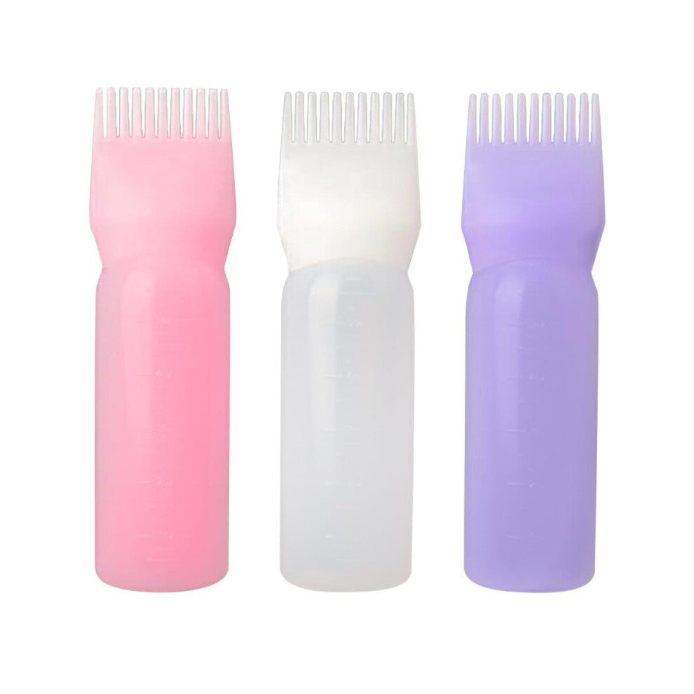 Hair Dye Applicator Bottle with Comb Tip for Even Coloring and Perm, Ergonomic 3pcs Set