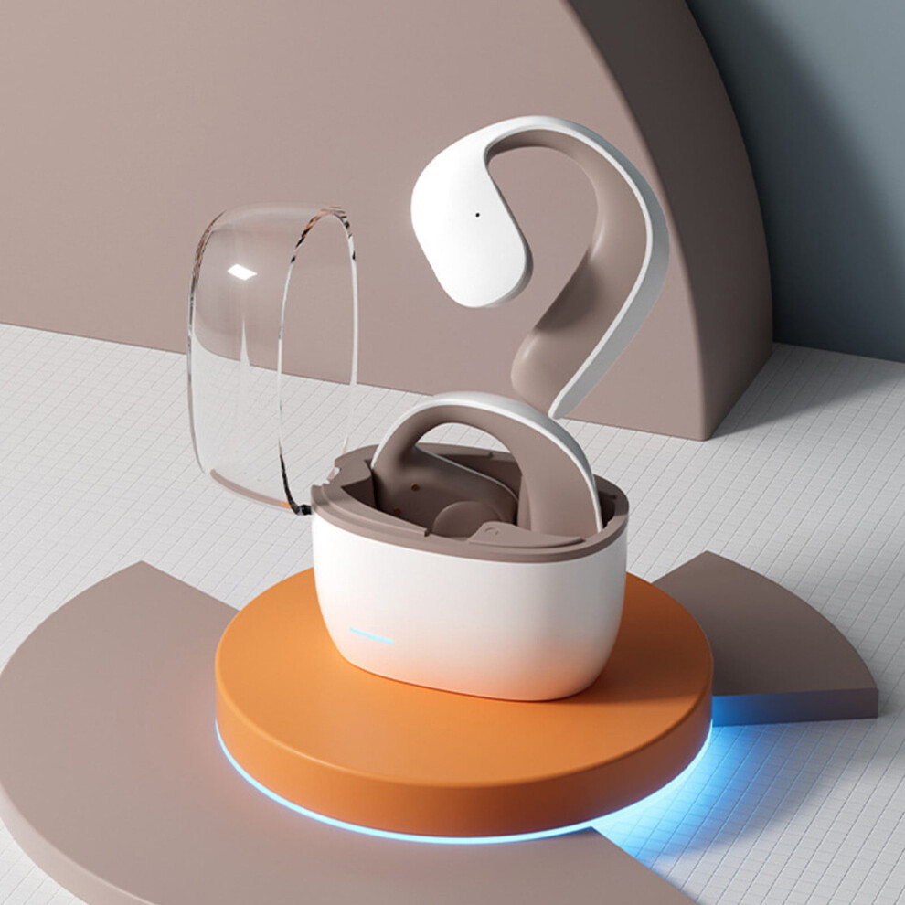 Avtoify New Bluetooth 5.3 Ear Hanging Non In Ear Call Noise Reduction Directional Sound Transmission Ultra Long Range Wireless Earphones White 9193271568827