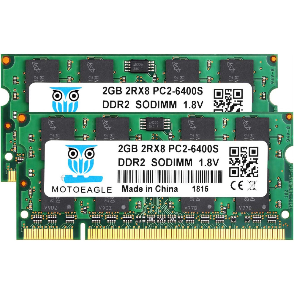 Ddr2 800Mhz Sodimm 4Gb Kit (2Gbx2) Pc2 6400 6400S Ram 1.8V Cl6 200-Pin Non-Ecc Unbuffered Laptop Memory Modules 9193271568568