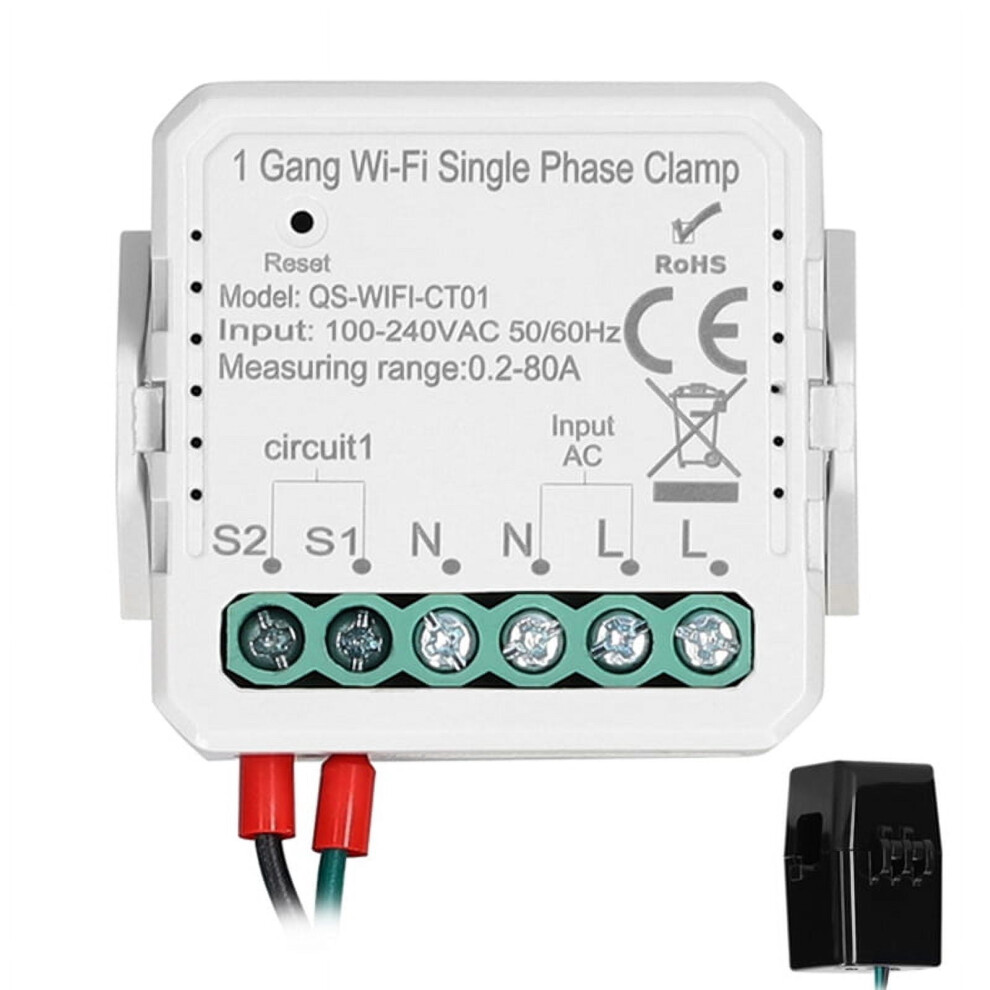 Tuya Wifi 80A Single Phase Clamp Solar Pv Bidirectional Two Way Energy Meter App Control,1 Gang 9193271568544