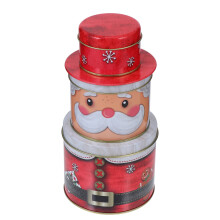 Christmas Tinplate Candy Box Jar: Santa Claus Candy Box 3 Layer Cookie Candy Jar Xmas Biscuit Tin Container Holiday Dessert Treat Packaging Container