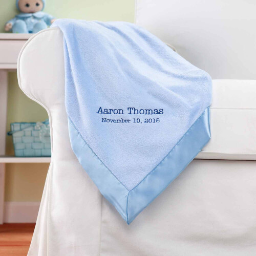 Personalized New Baby Blue Baby Blanket