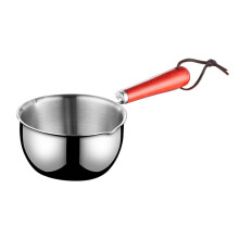 Butter Warmer, Stainless Steel Coffee Pot, Milk Warmer, Chocolate Melting Pot, Small Saucepan with Heat Resistant Wooden Handle and Dual Pour Spout
