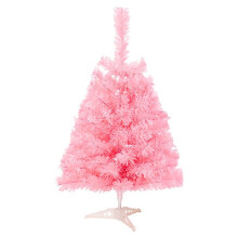 2Ft Artificial Pink Christmas Tree, Pink Tabletop Christmas Tree for Home, Office, and Xmas Party Decor
