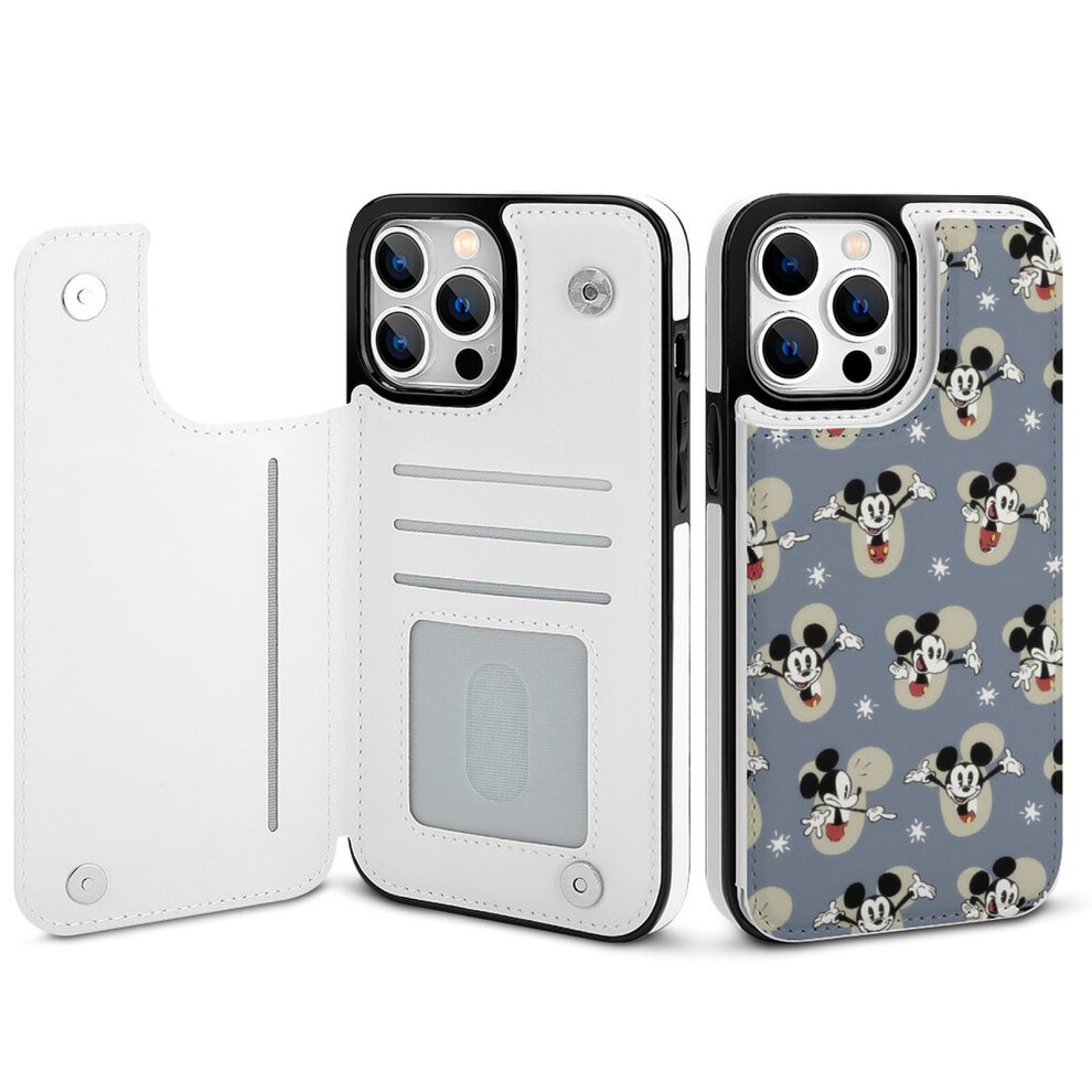 Mickey Mouse Compatible Iphone 14 Pro Max Wallet Case With Card Holder, Pu Leather Folio, Shockproof Cover For Women Girls 9418476339202