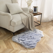 Deluxe Ultra Soft Faux Sheepskin Fur Series Fluffy Decorative Indoor Shag Area Rug, 2 x 3 Feet, Navy and White, 1 Pack