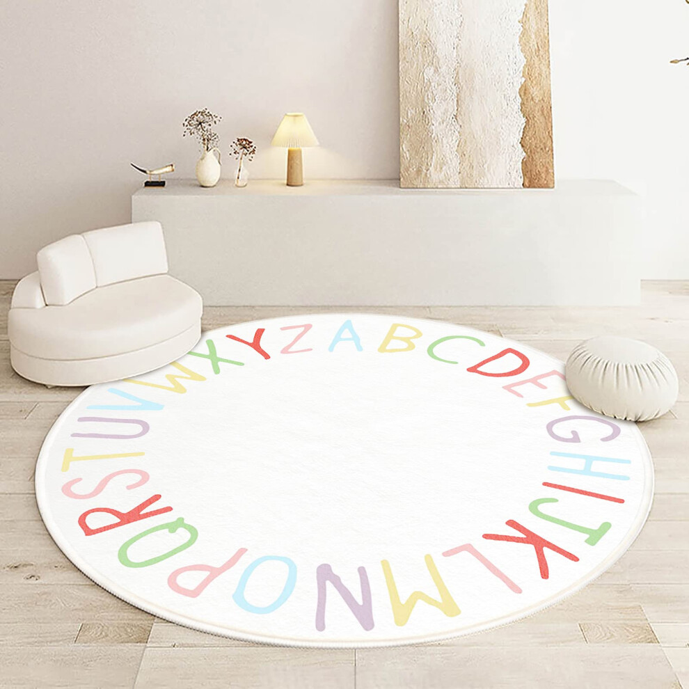 Kids Alphabet Rug, Soft Plush Round Play Mat with NonSlip Backing for Nursery and Kids Room 3.3ft
