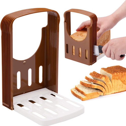 Foldable Bread Cutter with 4 Thickness Options - Baking Tool, Durable Adjustable Loaf Slicer, Bread Slicing Guide 1