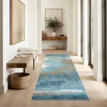 Vintage Boho Area Rugs for Living Room, Machine Washable with Non-Slip Backing, Indoor Blue Rug Decor, 2 x 6 ft (1 Pack)