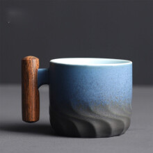 Ceramic Tea Cup Mugs Wooden Handle for Steeping Loose Leaf Tea, Wooden Handle Coffee Cup, Tea Cup, Gradient Glaze, Exquisite Ceramic Small Cup