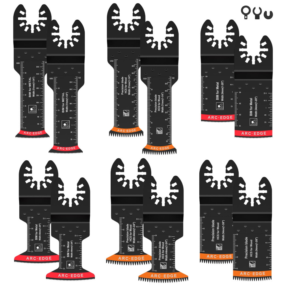 Fuygrcj 12Pcs Oscillating Saw Blades Set With Japanese Teeth, Compatible With Sharp Wear Resistant Bi-Metal, Universal Fast Cutting Multitool Blades 9130661621090