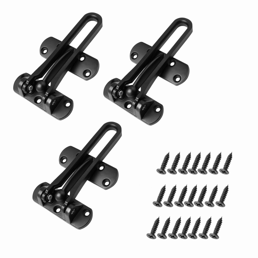 3 Pack Home Security Swing Bar Door Lock Latch For Hinged Swing-In Doors, Compatible With Kids Home Hotel Apartment, Thicken Solid Zinc Alloy 9130661621304