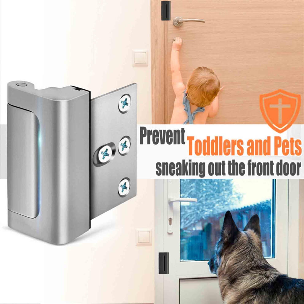 Flohua Back To School Clearance: Home Security Door Lock With 8 Screws, Childproof Reinforcement Lock With 3-Inch Stop, Withstands Inward Swinging 9130661621298
