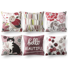 Phantoscope 18" x 18" Modern Pink Animal Print Polyester Throw Pillow , ( 6 Count)