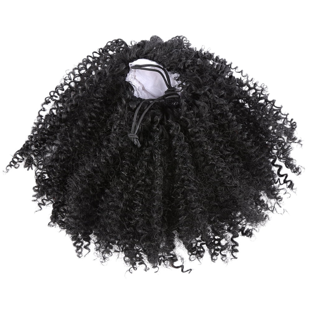 Unisex Black Eease Kinky Curly Ponytail Hair Extensions Clip In Drawstring Hairpieces Wig