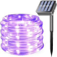 Solar Rope Light Outdoor, 23ft 50 LED Waterproof Copper Fairy String Lights for Garden, Party, Wedding, Christmas - Purple