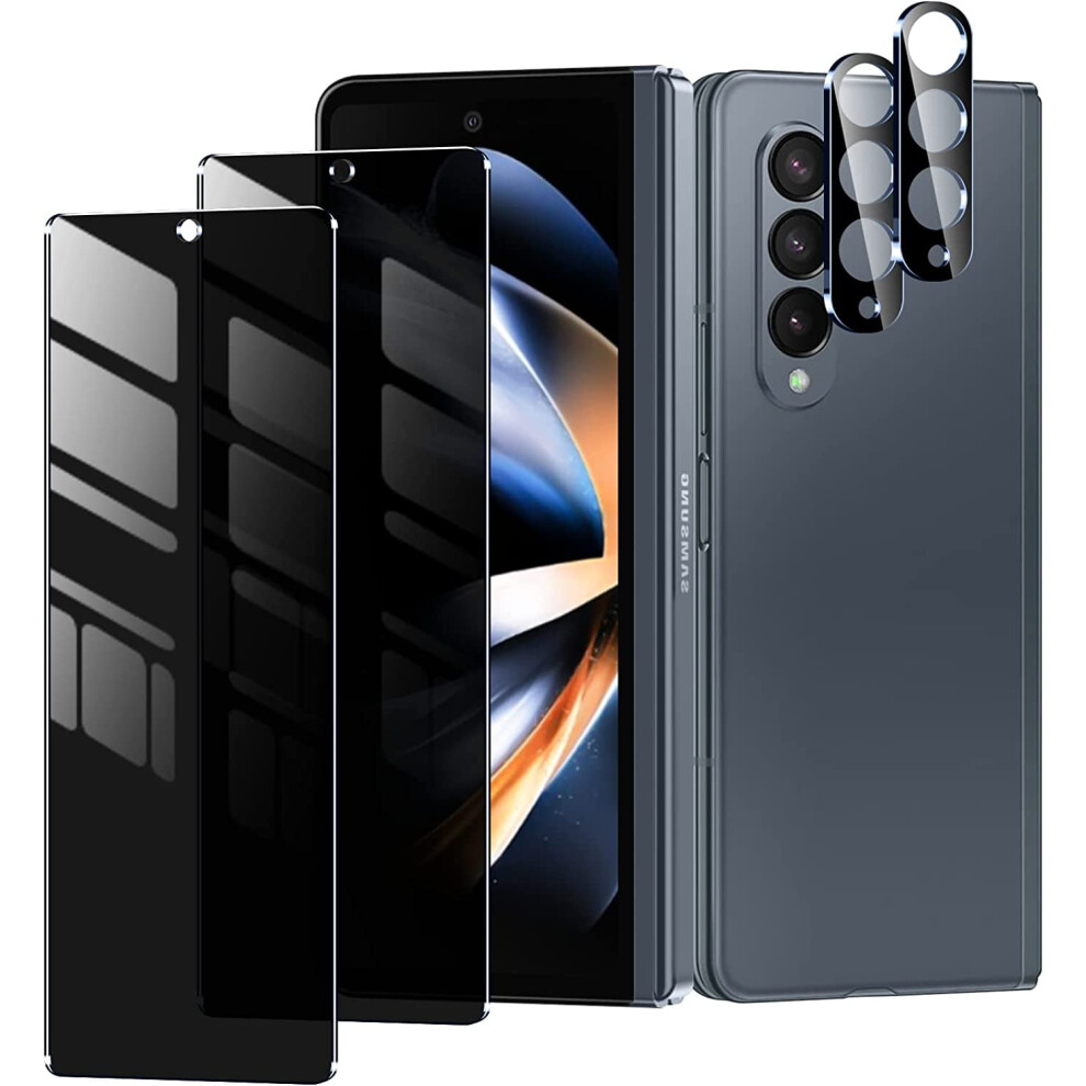 [2+2Pack] For Compatible With Samsung Galaxy Z Fold 4 Privacy Screen Protector And Tempered Glass Camera Lens 9170372849680