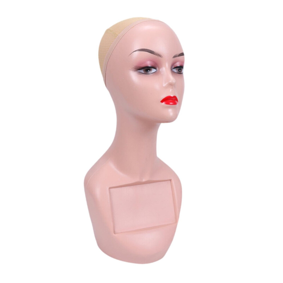 Unisex Bald Mannequin Head For Wigs With Stable Display Base And Realistic Shape, Skin Color
