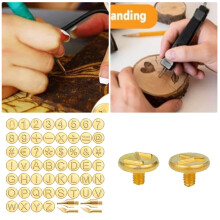 DIY Wood Leather Set with 56 Copper Letter & Number Tips, Soldering Carving Tools, Embossing Stamps, Home Improvement Tool Kit