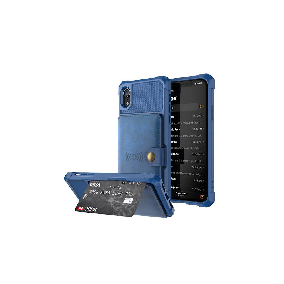 Compatible With Iphone Xr - Case With Card Slot Blue 9170372852581
