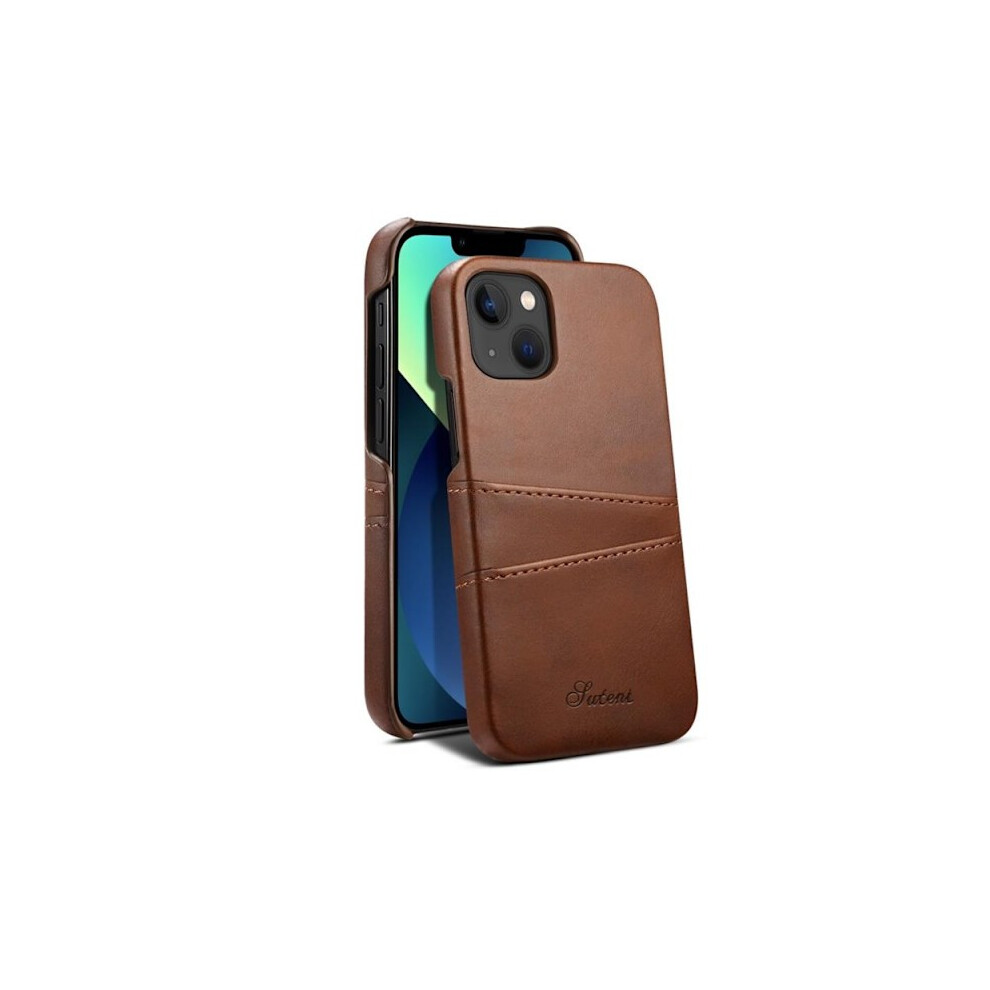Suteni Compatible With Iphone 14 Plus Case Card Holder - Brown 9170372852765