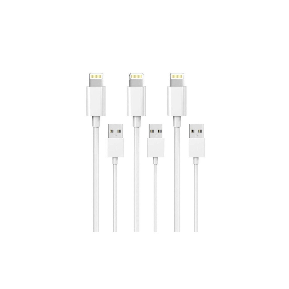 3-Pack 2M Lightning Charger Compatible With Iphone 13/12/11/ Xs/Max/X/8/7/6/5/Se White 9170372852956