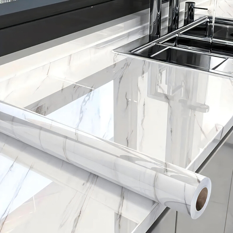 White Marble Contact Paper Peel And Stick Wallpaper Waterproof Selfadhesive 15.7'X78.7' Roll For Kitchen Bathroom Cabinets 9455672621618