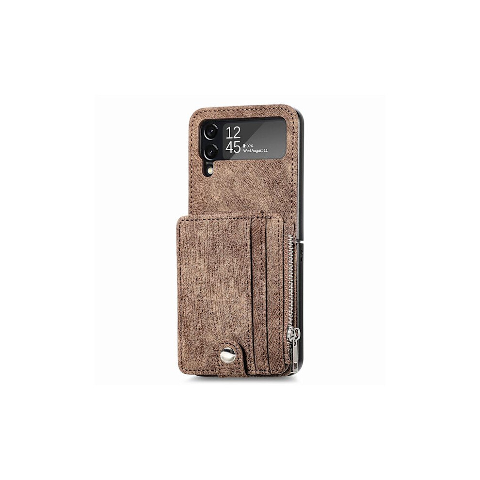 Mobile Case With Card Holder - Compatible With Samsung Galaxy Z Flip 3 Brown 9170372852598