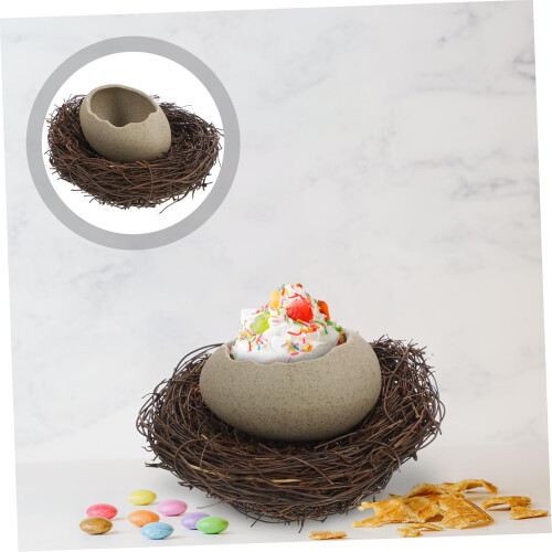 Ceramic Serving Bowl with Unique Eggshell Design for Salad or Dessert, Modern Minimalist Style 1
