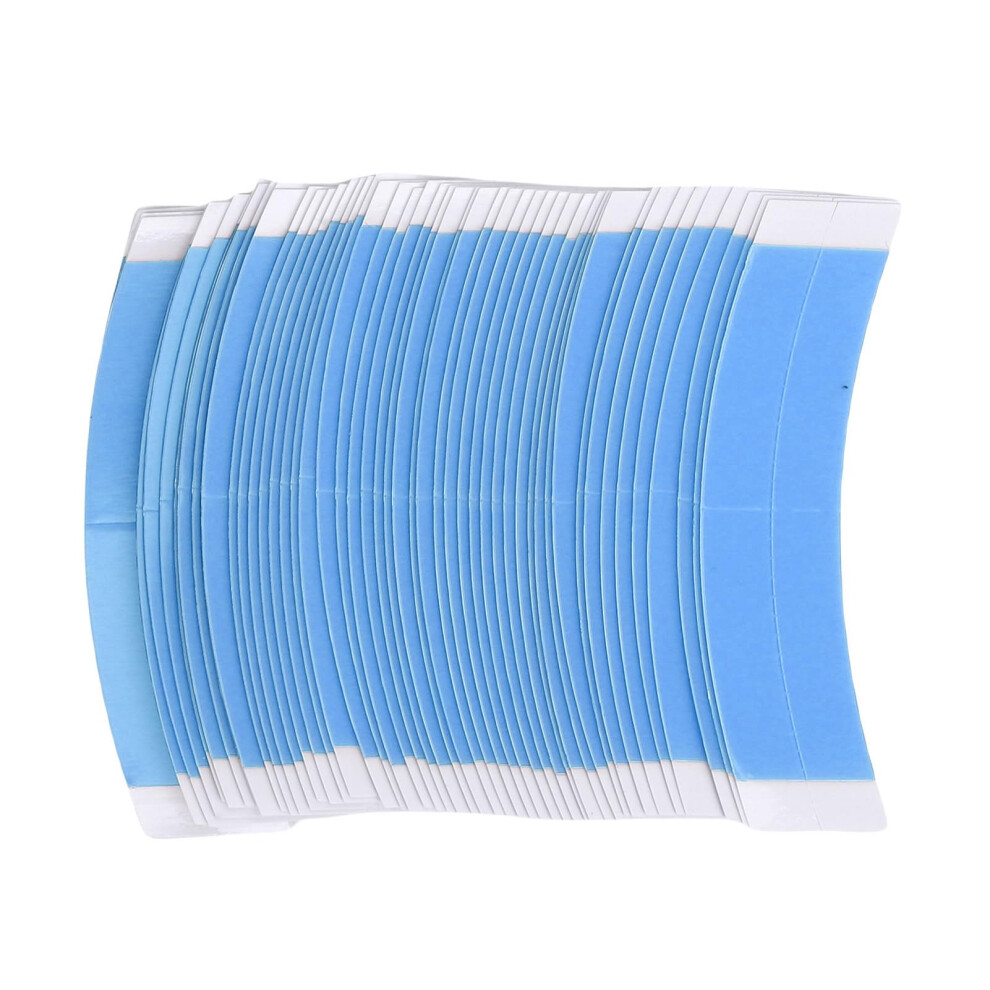 40pcs Blue Lace Front Wig Adhesive Tape Strips Strong Hold Breathable Curved Fit for Toupee