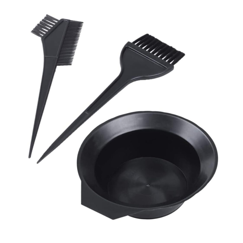 Hair Dyeing Kit with Brush and Bowl for Precise Color Application, 3PCS Black Salon Set