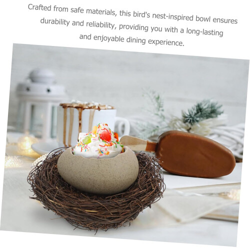 Ceramic Serving Bowl with Unique Eggshell Design for Salad or Dessert, Modern Minimalist Style 2