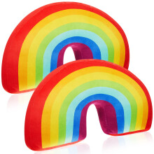 2 Pcs Rainbow Plush Pillow for Kids Girls Soft Vibrant Cushion Arch Shape Bedroom Home Decor