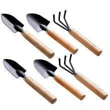 6pcs Garden Tool Set with Ergonomic Wooden Handle for Planting and Transplanting