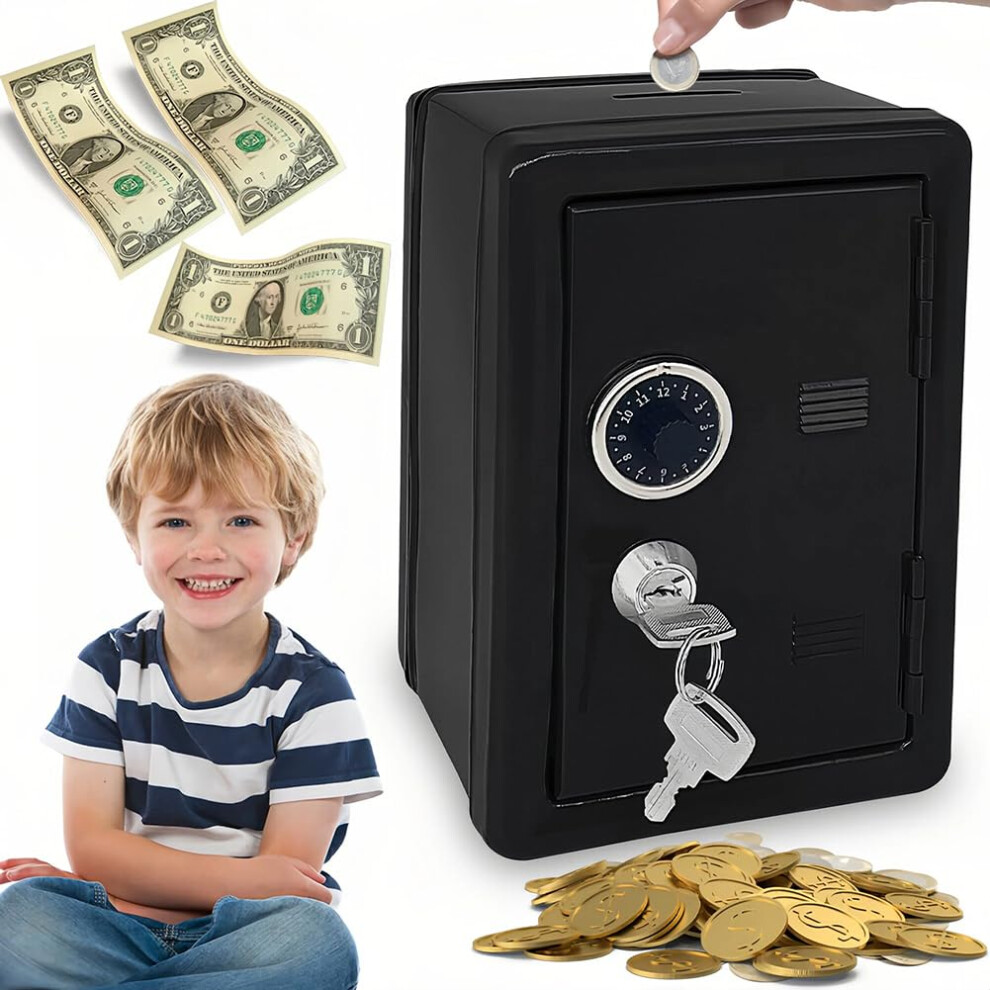 Cash Box With Combination Lock And Key, Durable Steel Money Safe With Coin Slot For Kids And Adults 9113335506008