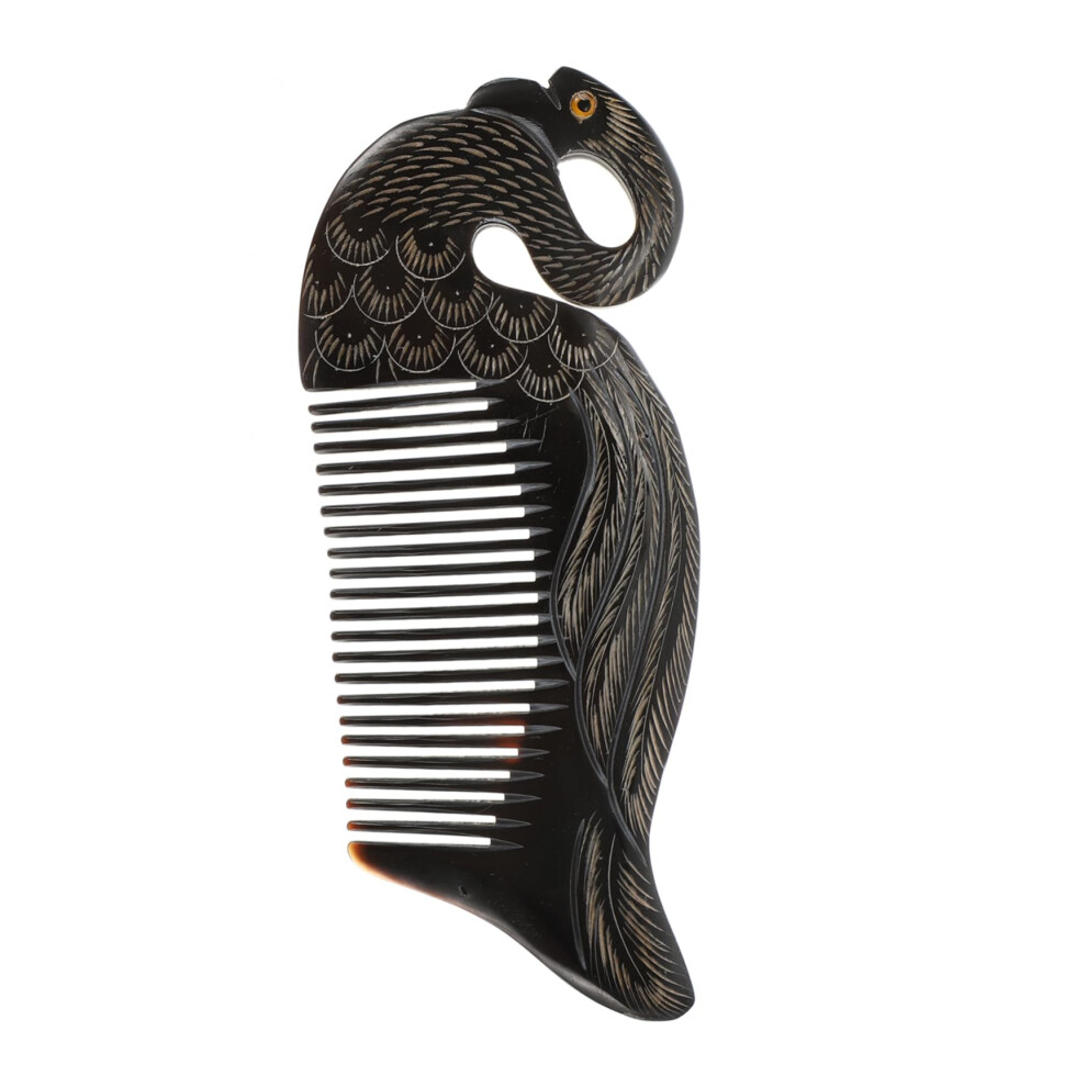 Unisex Black Ox Horn Hair Comb For Gentle Detangling And Scalp Massage, Natural Travel Friendly