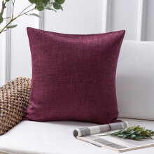 Phantoscope Textural Faux Linen Series Decorative Throw Pillow, 20" x 20", Purple Red, 1 Pack