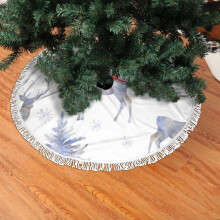 Christmas Fringed Lace Tree Skirt, Watercolor Deer Soft, Light, Good Touch Tree Skirt 36"