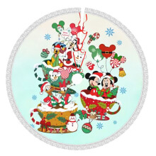 Mickey Mouse Christmas Tree Skirts 36" Inch, Winter Holiday Tree Mat, Xmas Tree Skirt For Rustic Christmas Holiday Decorations