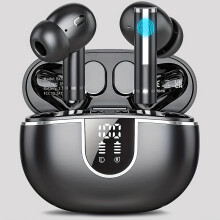 Wireless Stereo Earbuds with LED Power Display, Waterproof In-Ear Earphones Compatible with Wireless Charging Case, ENC Noise Cancelling Headphones