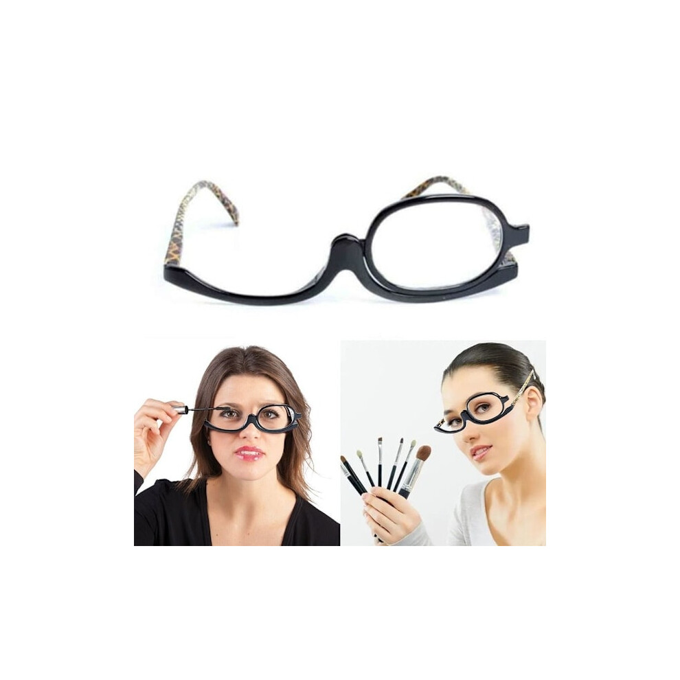 Magnifying Glass Makeup Glasses Flip-Down Lenses Frame +1.5-4 Strength Strength 3.50 Black 9557311196553