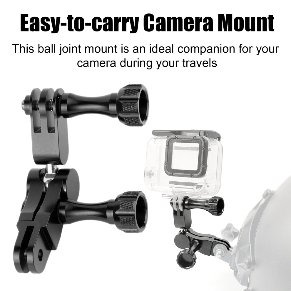 Susuchens Action Camera Mount For Gopro 10/Max 360 Degree Rotation Aluminum Alloy Swivel Pivot Arm Adapter Sports Camera Accessories Black 9557311196959