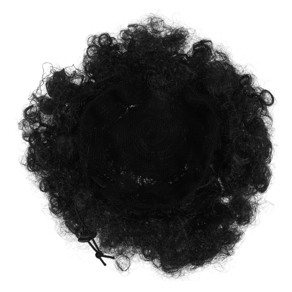 Unisex Black Gray Afro Puff Drawstring Ponytail Extension For Women Synthetic Curly Bun Hairpiece