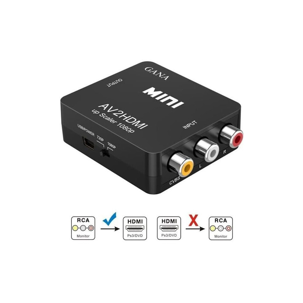 Rca To Hdmi Adapter, Mini Av To Hdmi Video Adapter Supports 1080P 9557311197239