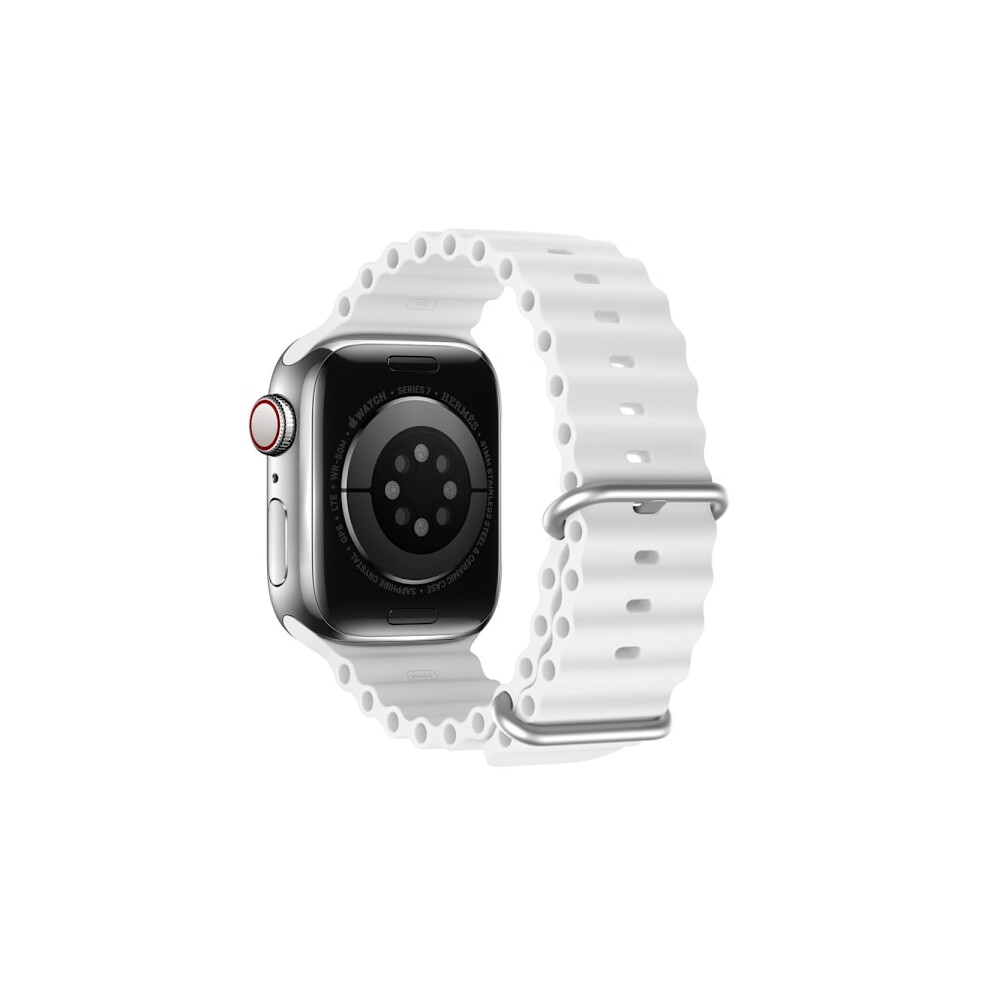 Dux Ducis Compatible With Apple Watchwith Apple Watch 42/44/45/49 Mm Bracelet Wave Design White 9557311198373