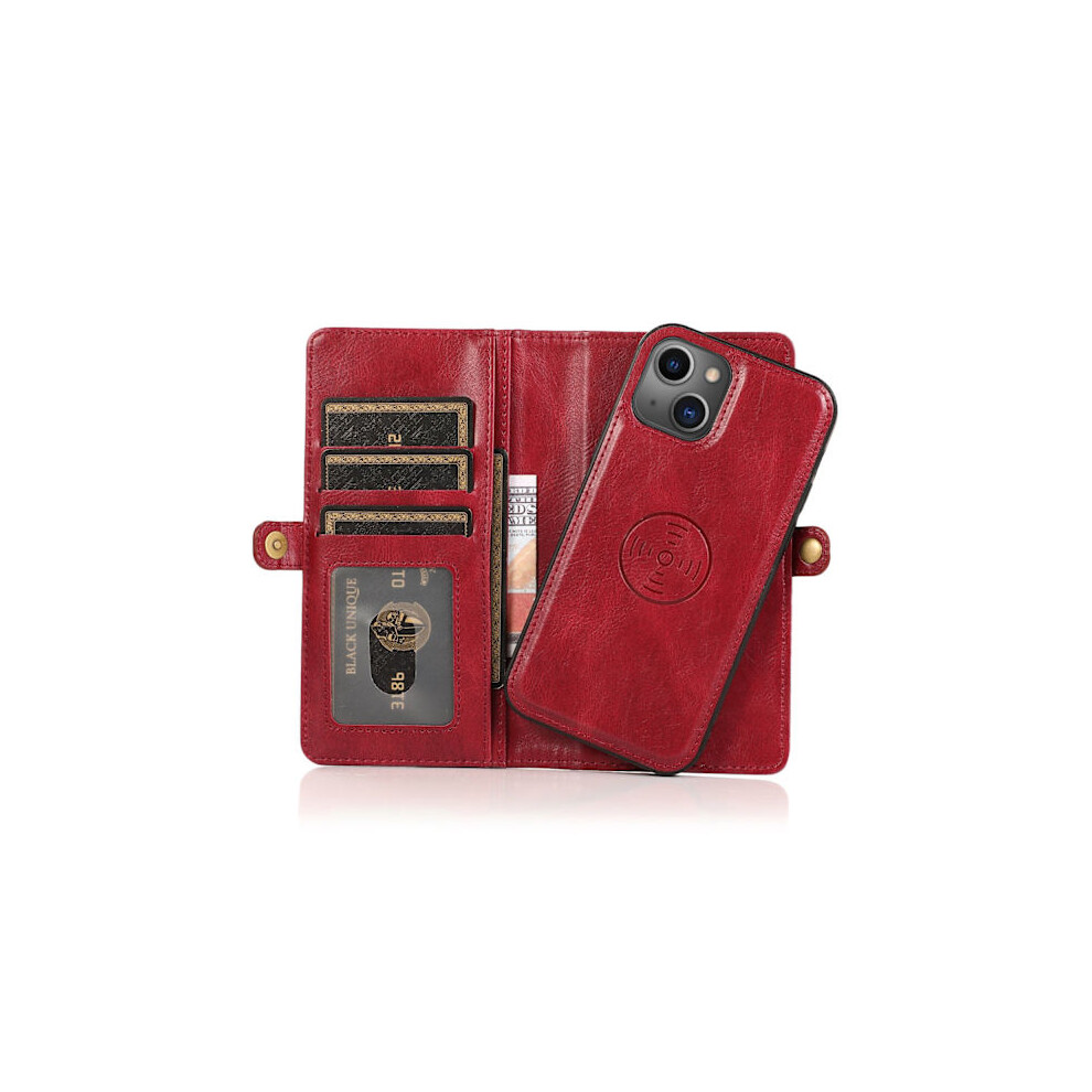 Compatible With Iphone 15 Plus - Luxury Leather Wallet Case With Card Holder Red 9557311198250