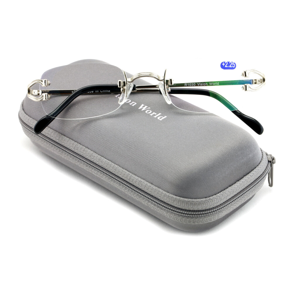 V.W.E Rectangular Rimless Fashion Reading Glasses With Anti-reflective AR Coating Metal Frame +2.75