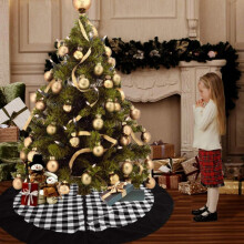Christmas Tree Skirt with Snowflakes, 36" Rustic Tree Skirt Decoration for Xmas Home Holiday Seasonal Decors